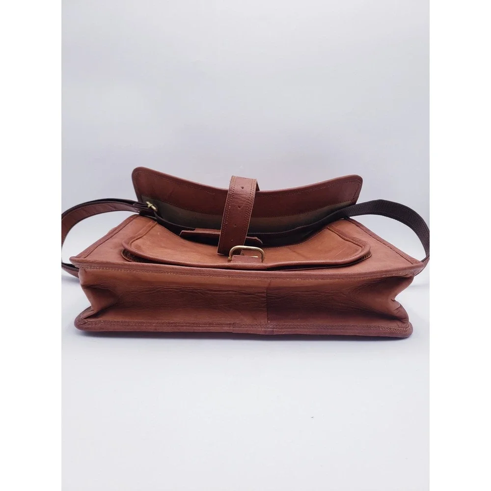 MaheTri Messenger Bag Brown Leather Satchel Laptop Briefcase OS